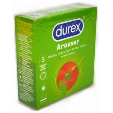 Durex Arouser, prezerwatywy prążkowane, 3 sztuki