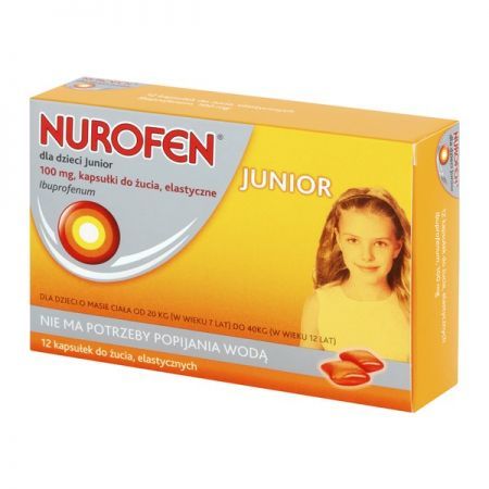 Nurofen d/dzieci Junior kaps.żucia 0,1gx12