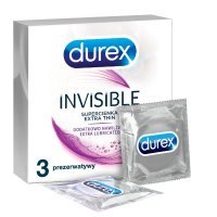 Prezerwatywy Durex Invisible dodatkowo nawilżane, 3 sztuki