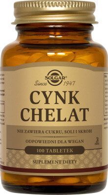 SOLGAR Cynk chelat aminokwasowy 100tabl.