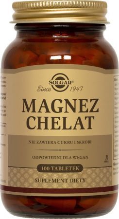 SOLGAR Magnez chelat aminokwasowy 100tabl.