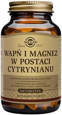 SOLGAR Wapń i Magnez w post.cytrynianu 100